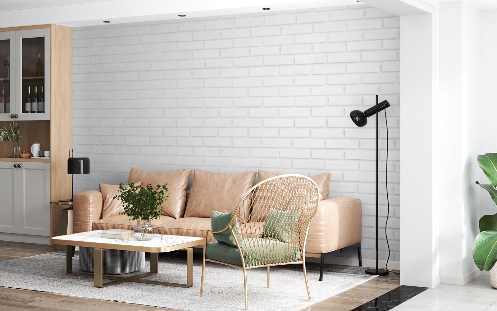 Fototapet peretele de cărămidă este de un alb imaculat