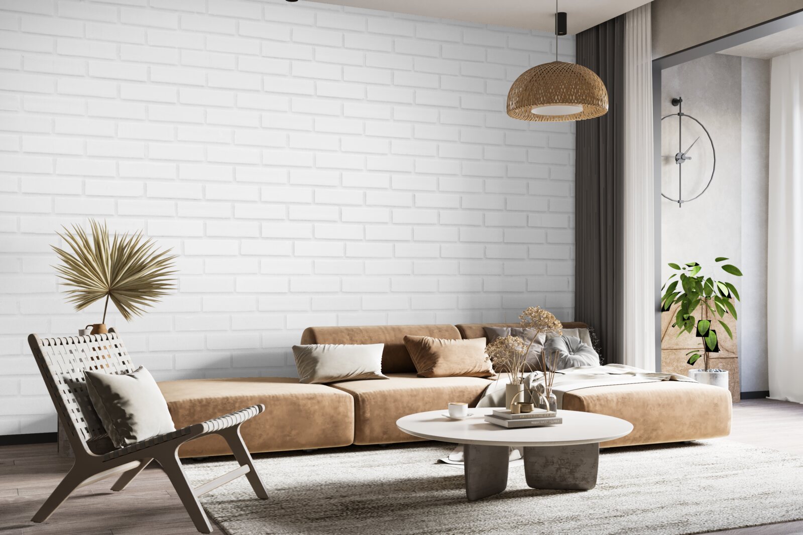 Fototapet peretele de cărămidă este de un alb imaculat