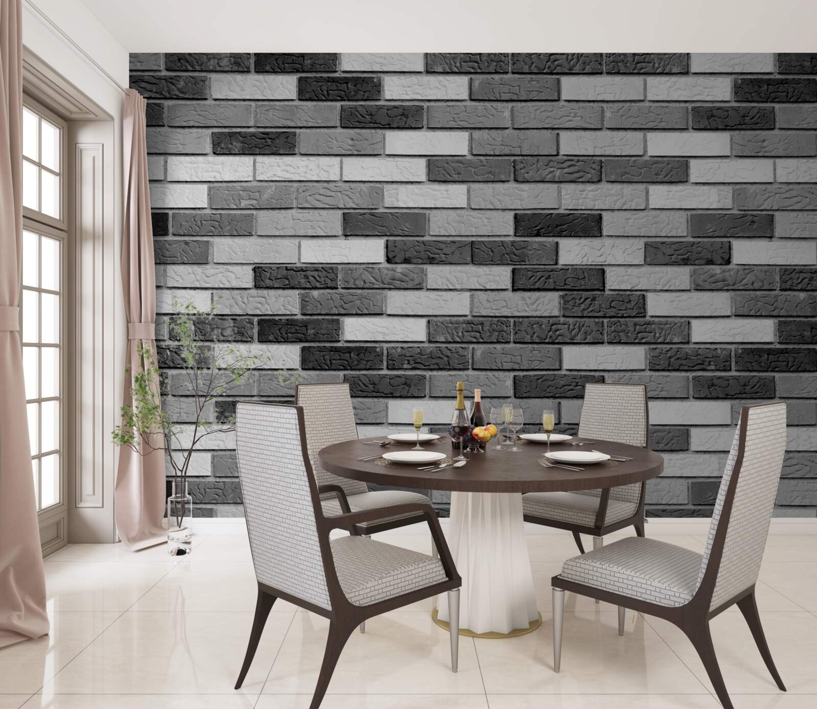 Fototapet Negru și alb zid de cărămidă