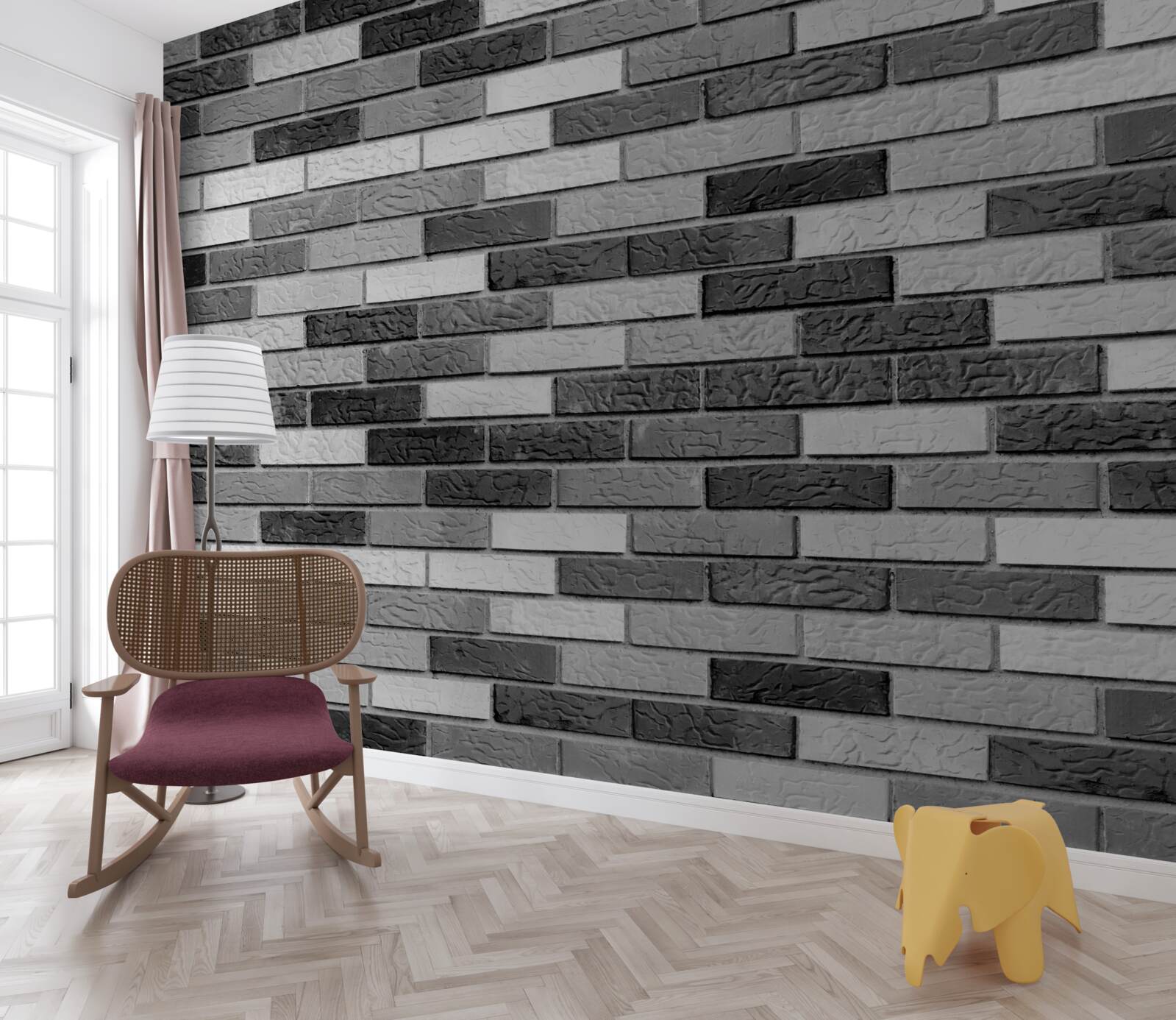 Fototapet Negru și alb zid de cărămidă