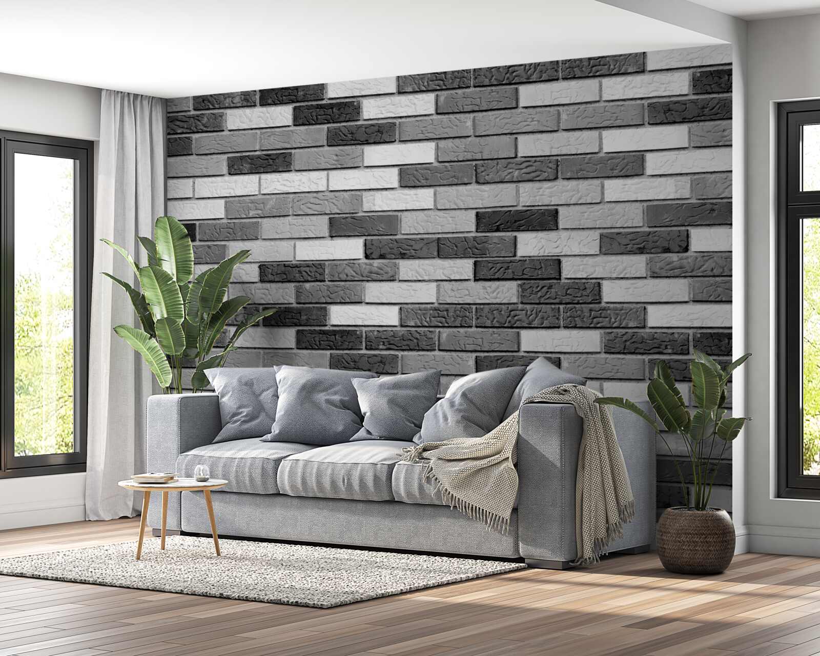 Fototapet Negru și alb zid de cărămidă