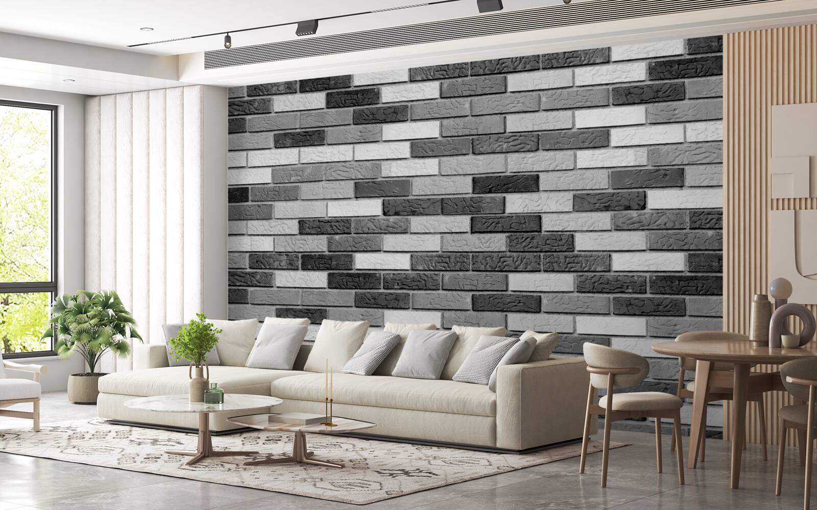 Fototapet Negru și alb zid de cărămidă