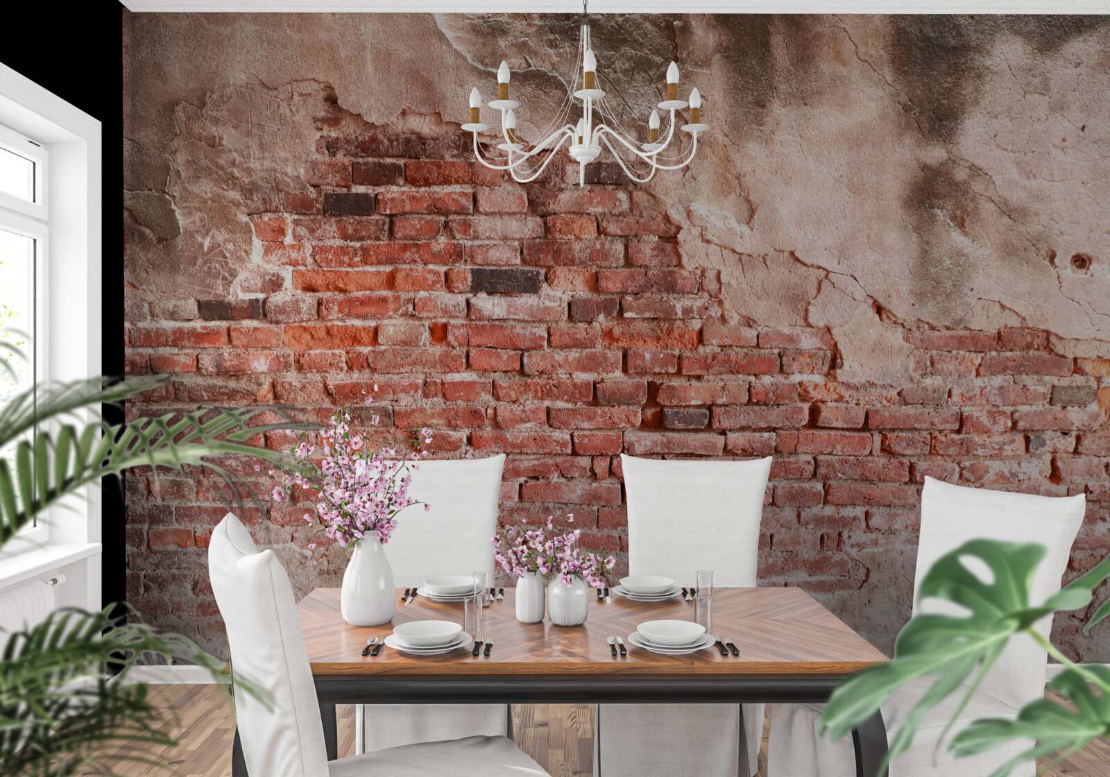 Fototapet Zid acoperit cu cărămizi fărâmițate