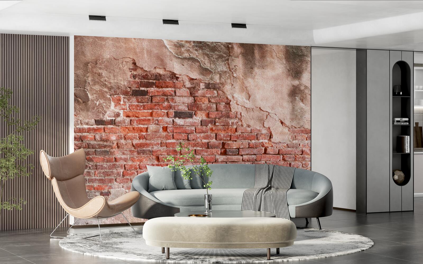 Fototapet Zid acoperit cu cărămizi fărâmițate