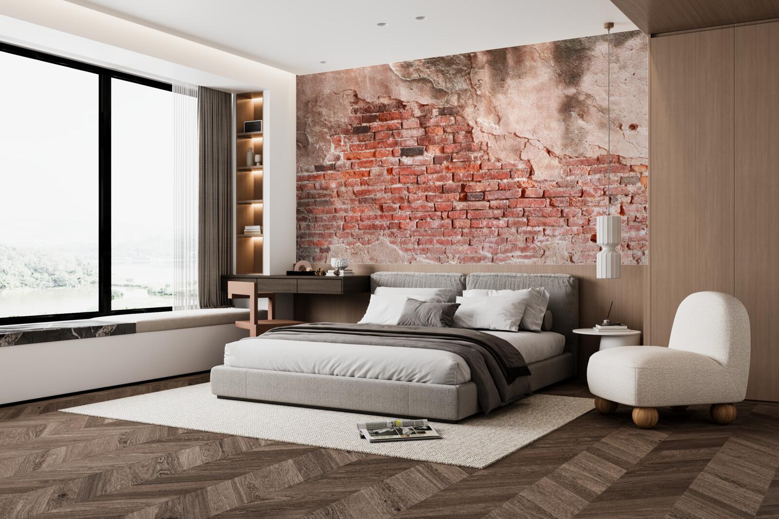 Fototapet Zid acoperit cu cărămizi fărâmițate