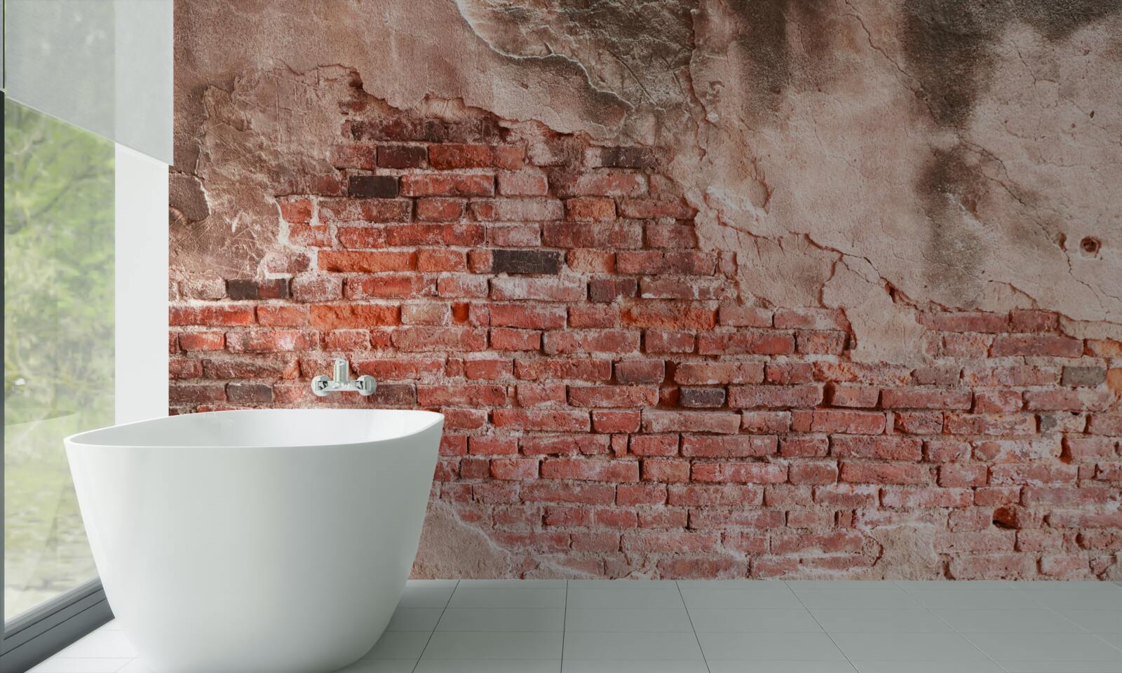 Fototapet Zid acoperit cu cărămizi fărâmițate