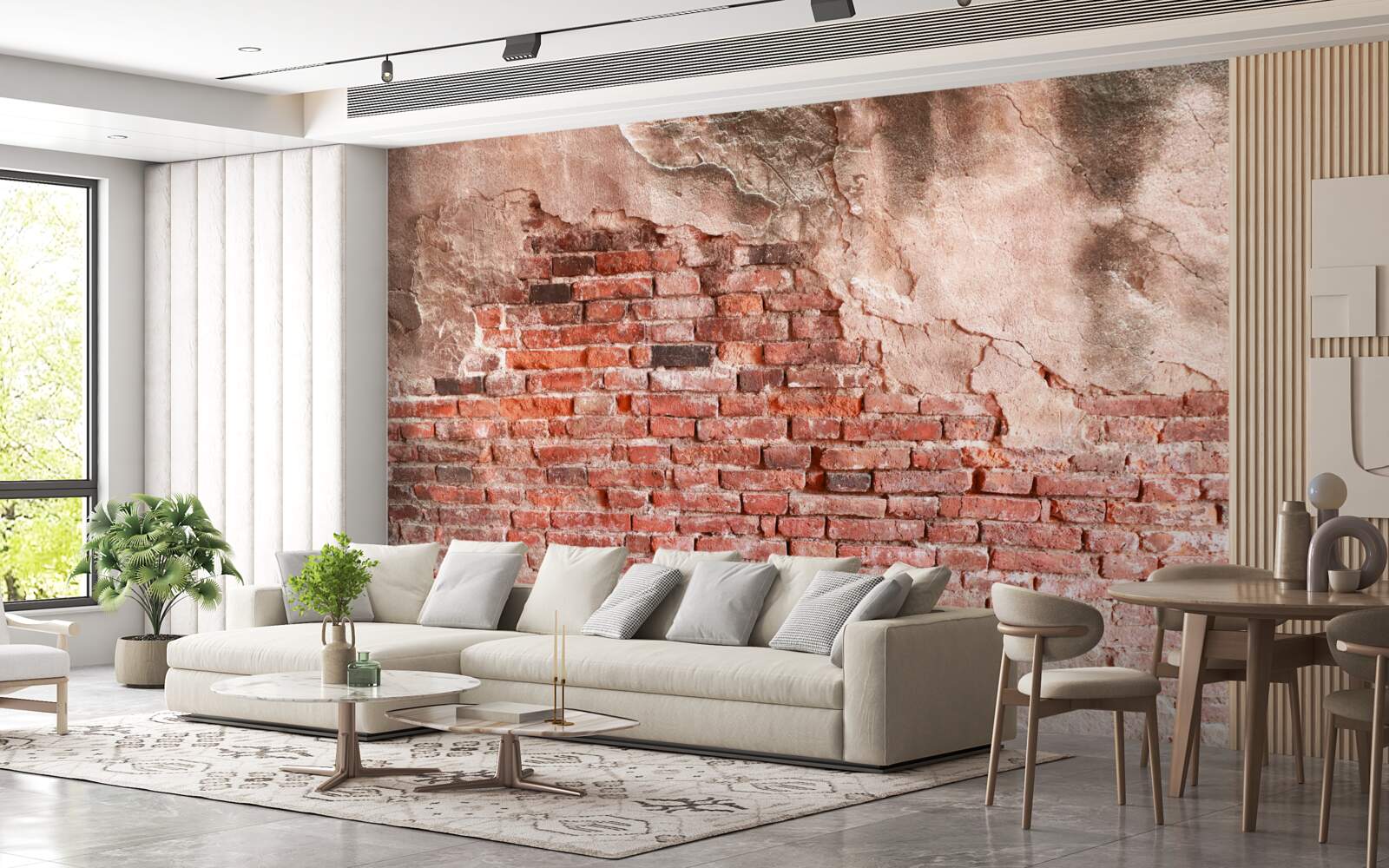 Fototapet Zid acoperit cu cărămizi fărâmițate