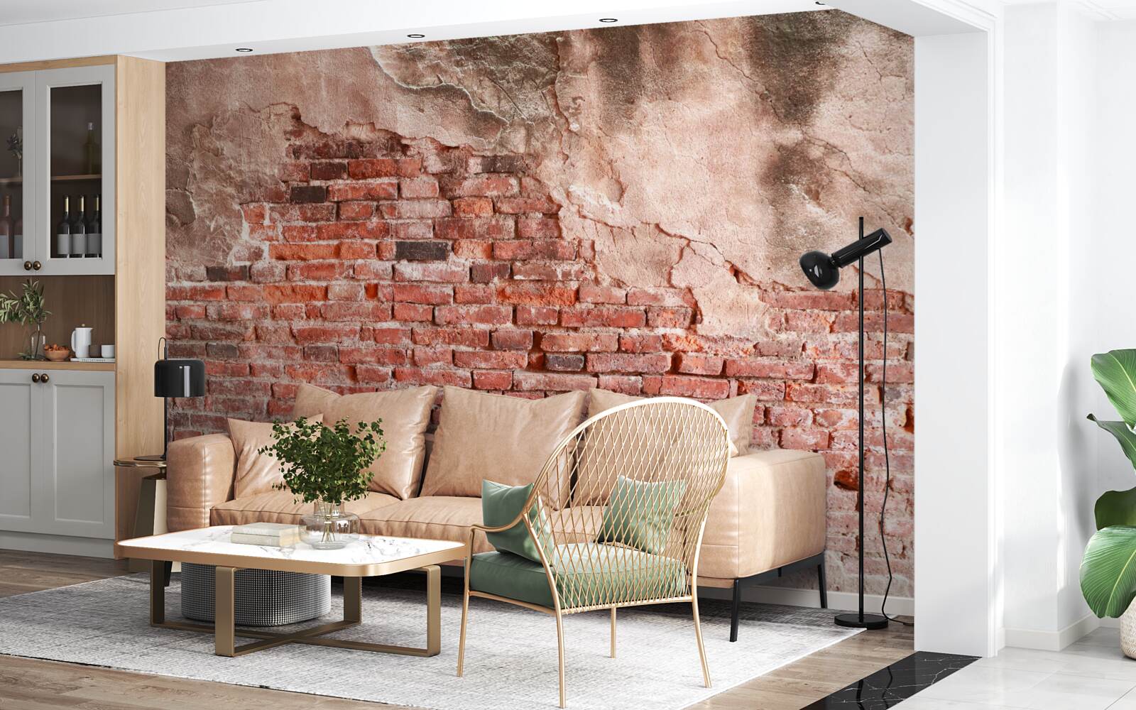 Fototapet Zid acoperit cu cărămizi fărâmițate