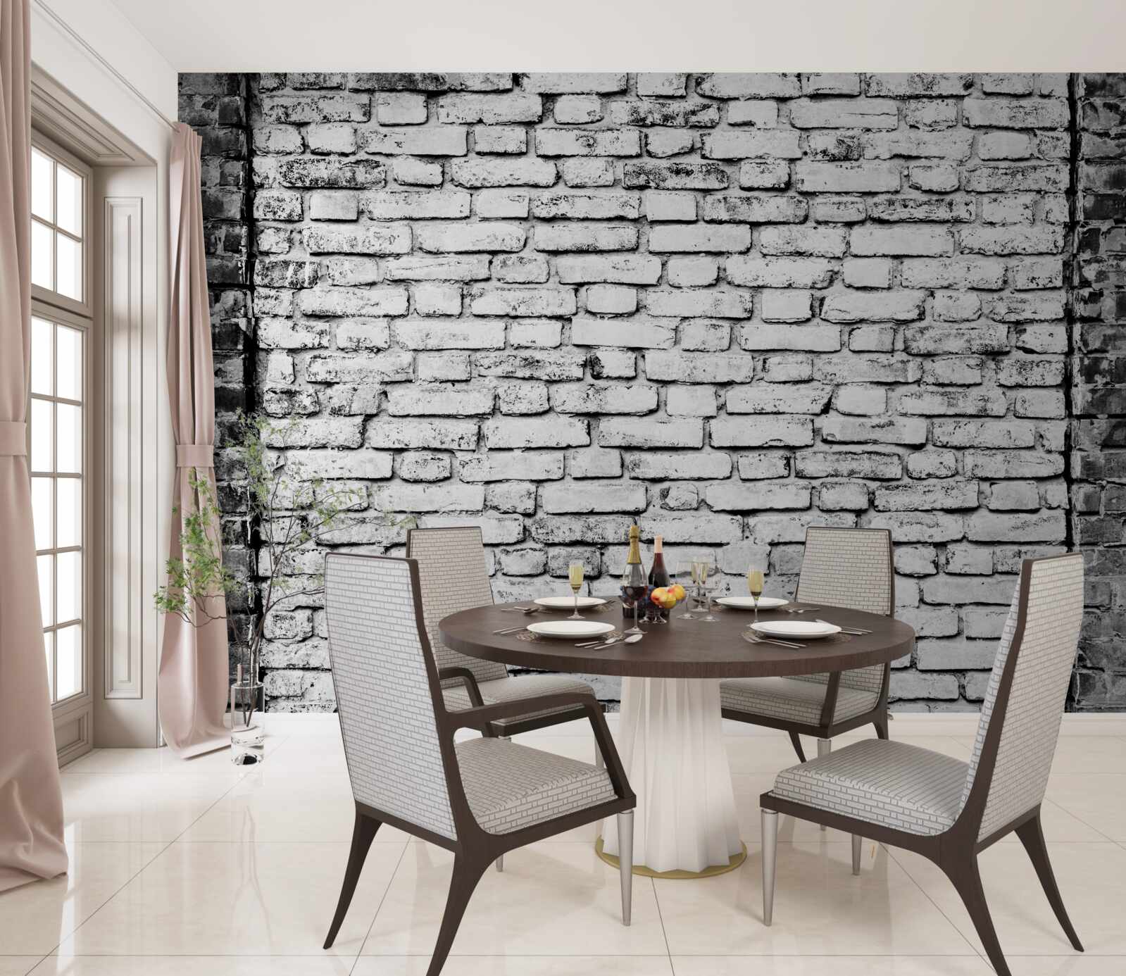 Fototapet Perete din cărămidă cu urme de zgârieturi