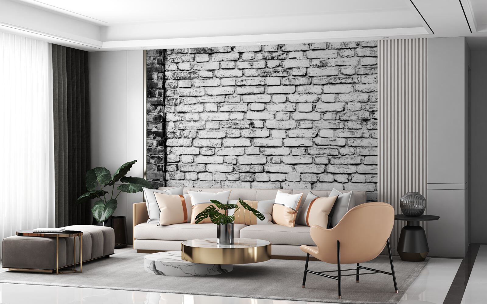 Fototapet Perete din cărămidă cu urme de zgârieturi