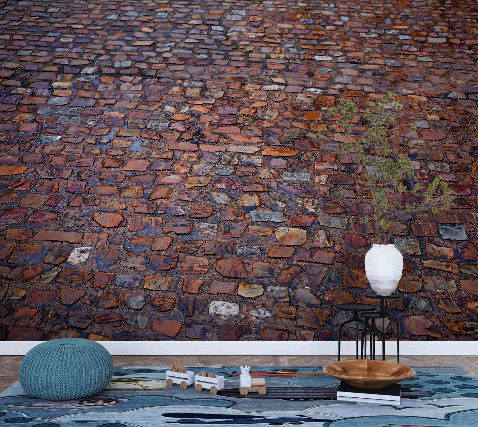 Fototapet stradă veche pavată cu pavele