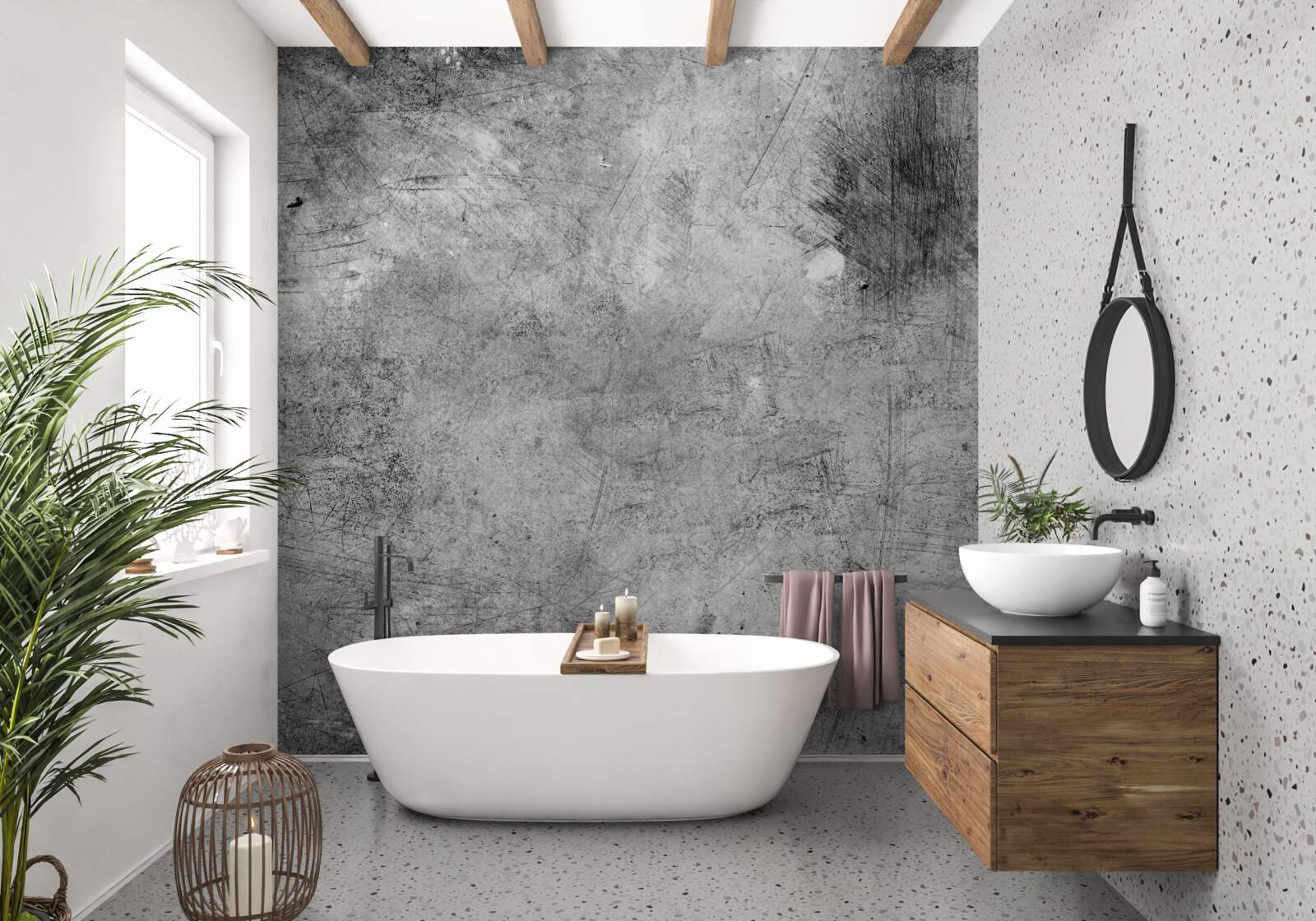 Fototapet perete gri cu zgârieturi close-up