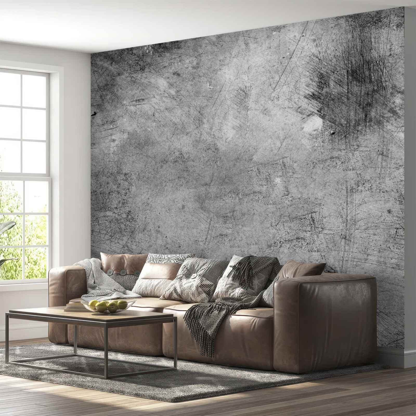 Fototapet perete gri cu zgârieturi close-up