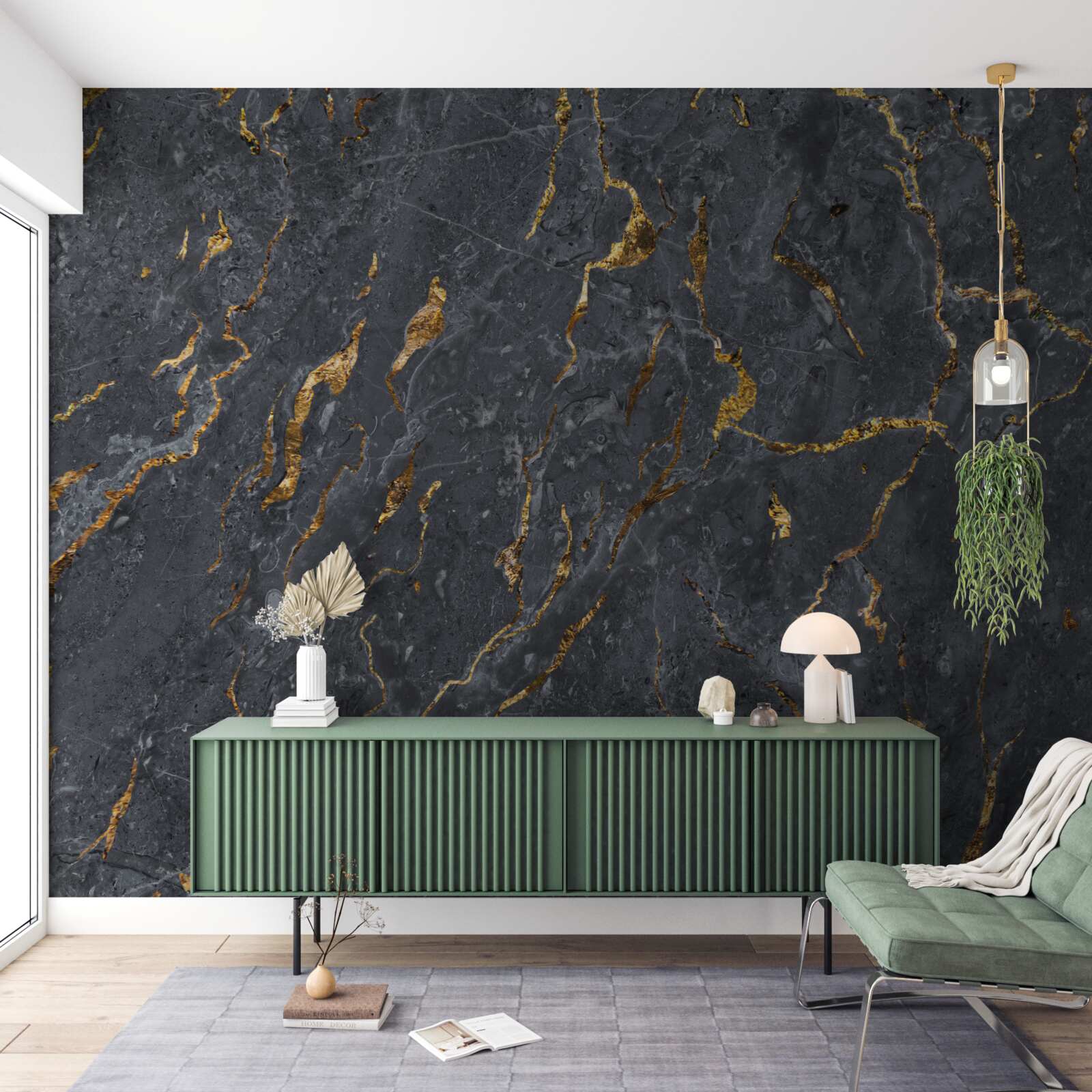 Fototapet fundal de marmură neagră cu particule aurii