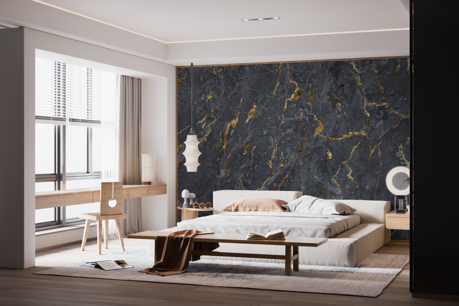 Fototapet fundal de marmură neagră cu particule aurii