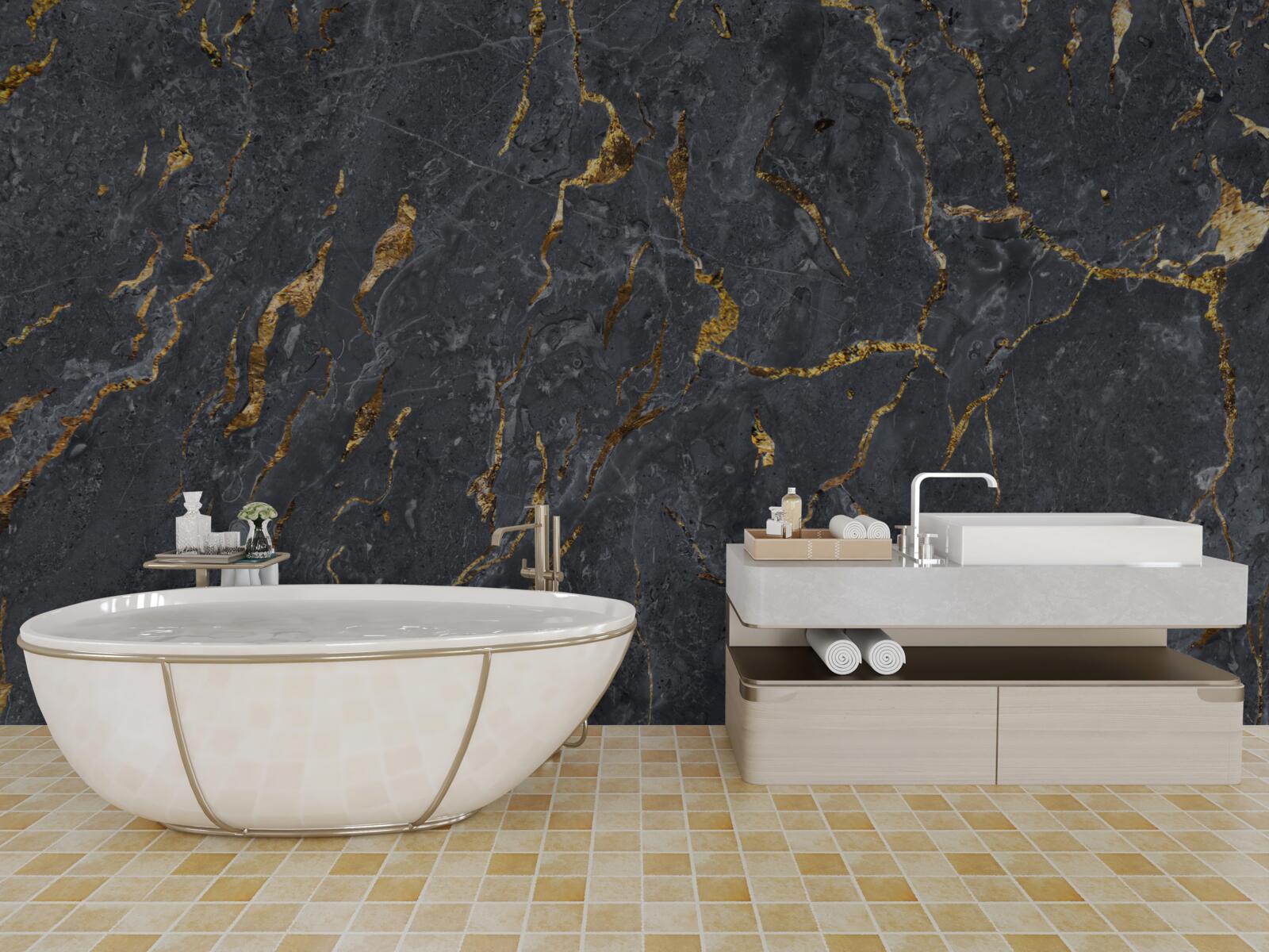 Fototapet fundal de marmură neagră cu particule aurii