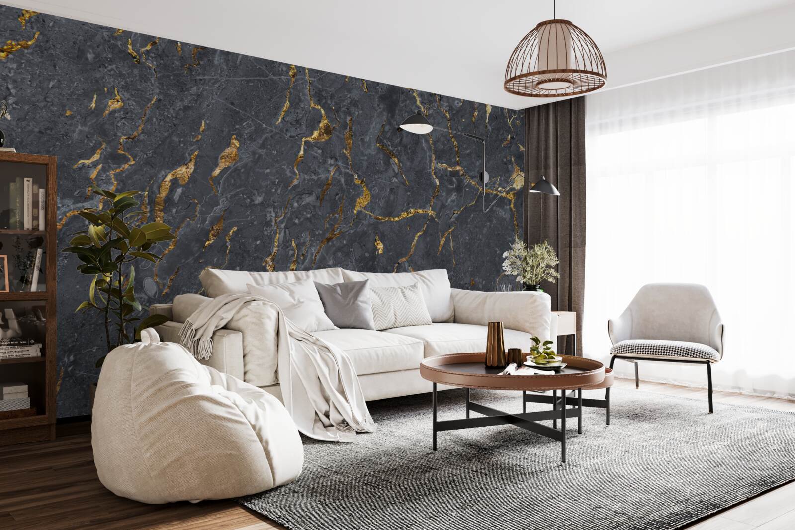 Fototapet fundal de marmură neagră cu particule aurii