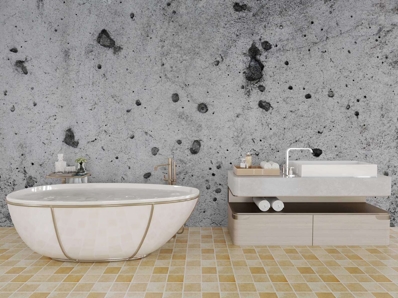 Fototapet perete de beton cu urme întunecate