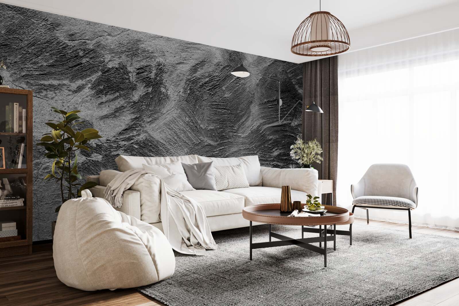 Fototapet dungi decorative în nuanțe deschise și închise