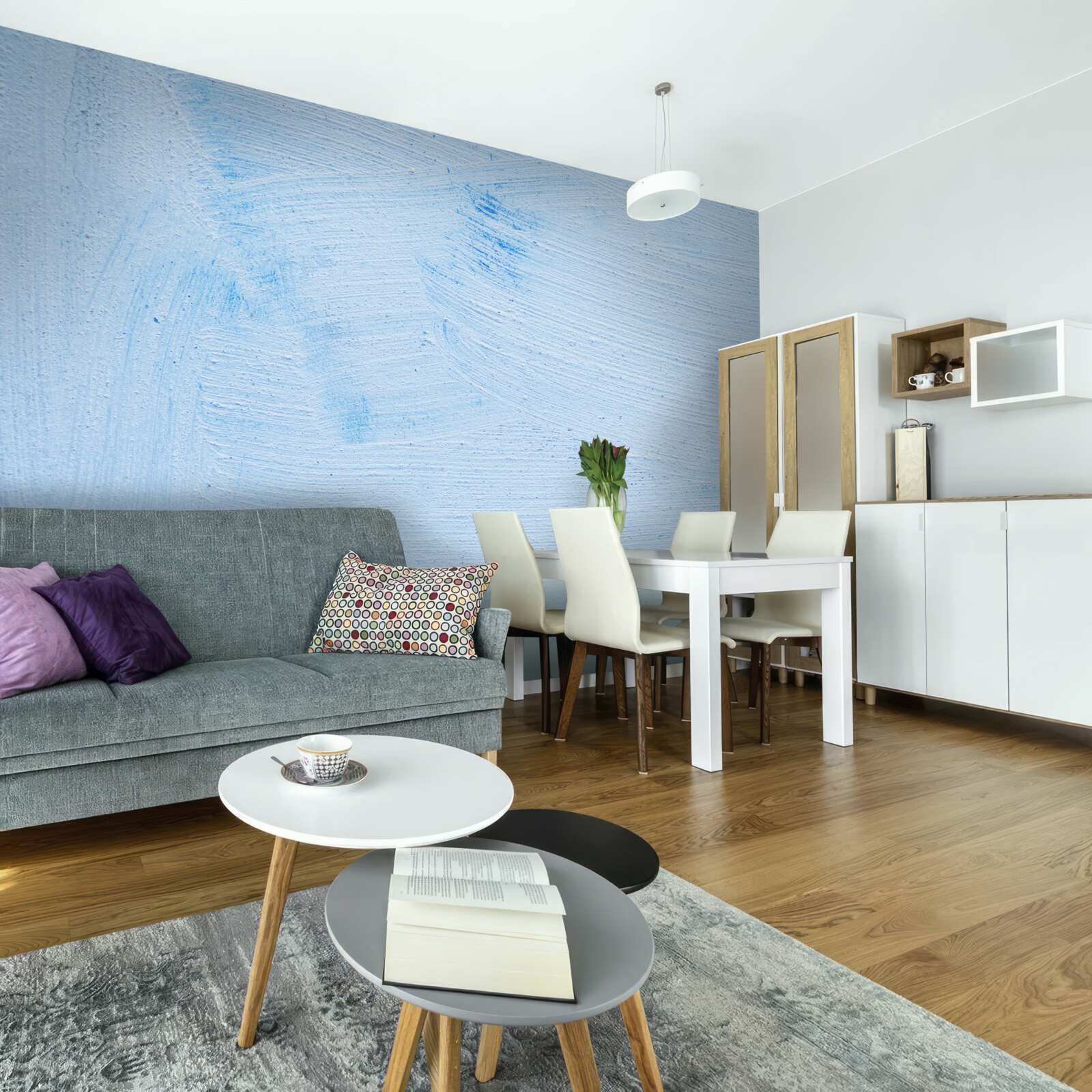 Fototapet un strat de tencuială moale de culoare azurie