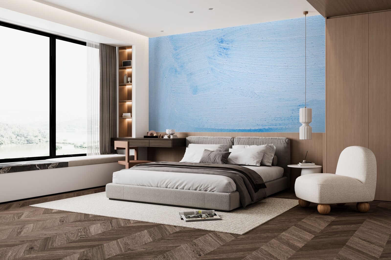 Fototapet un strat de tencuială moale de culoare azurie