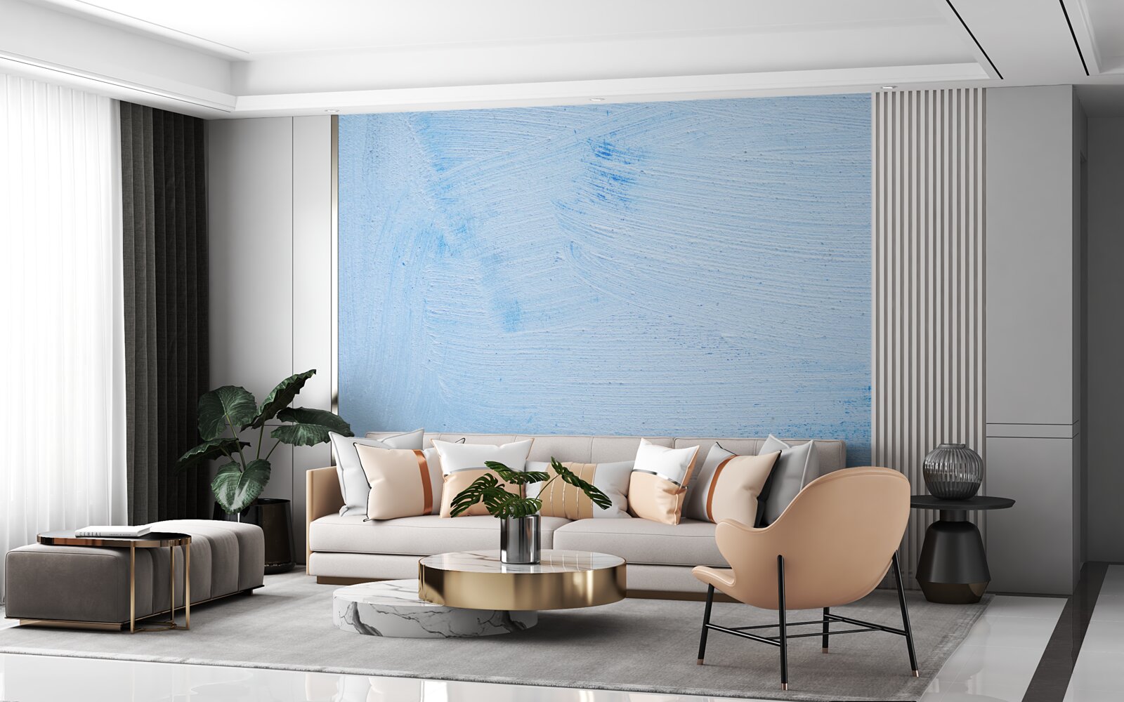 Fototapet un strat de tencuială moale de culoare azurie