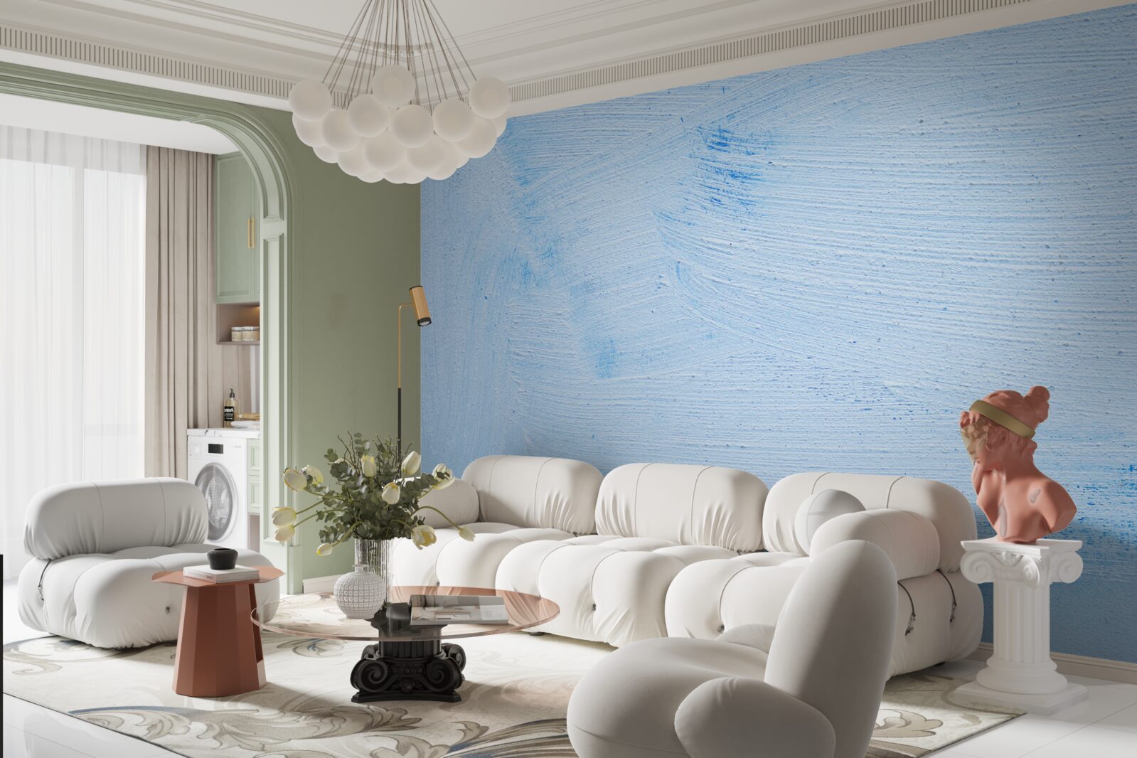 Fototapet un strat de tencuială moale de culoare azurie