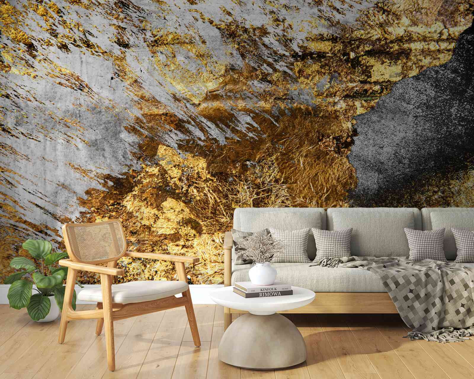 Fototapet piatră naturală acoperită cu praf de aur