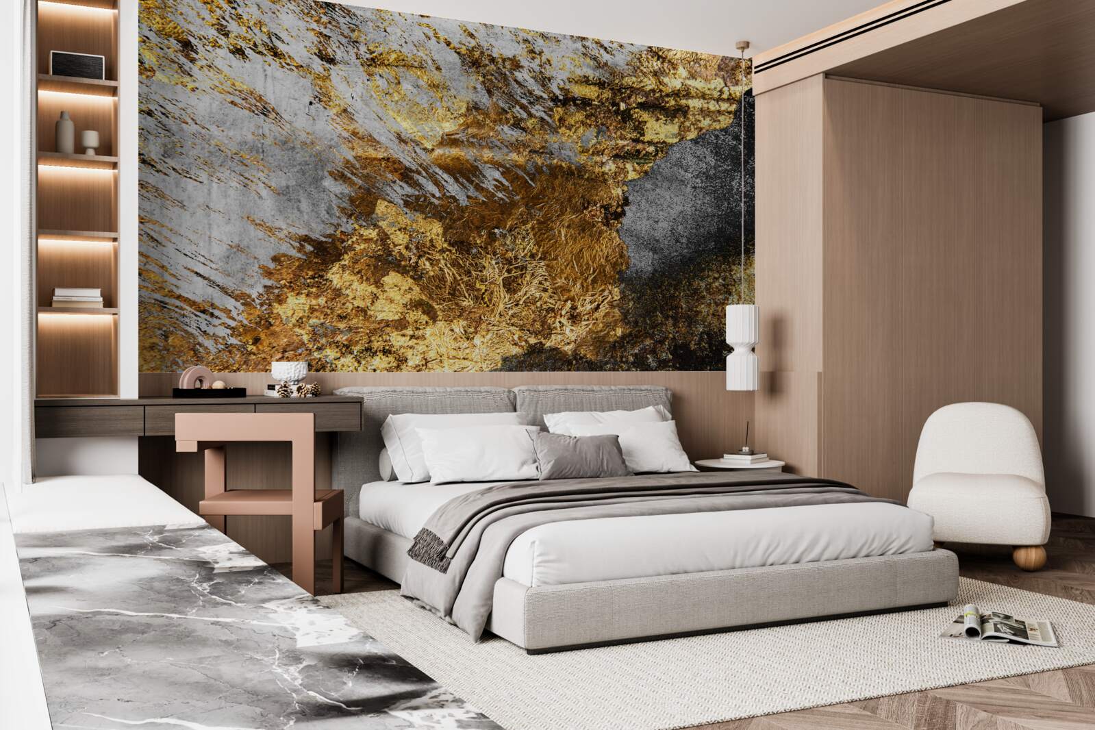 Fototapet piatră naturală acoperită cu praf de aur