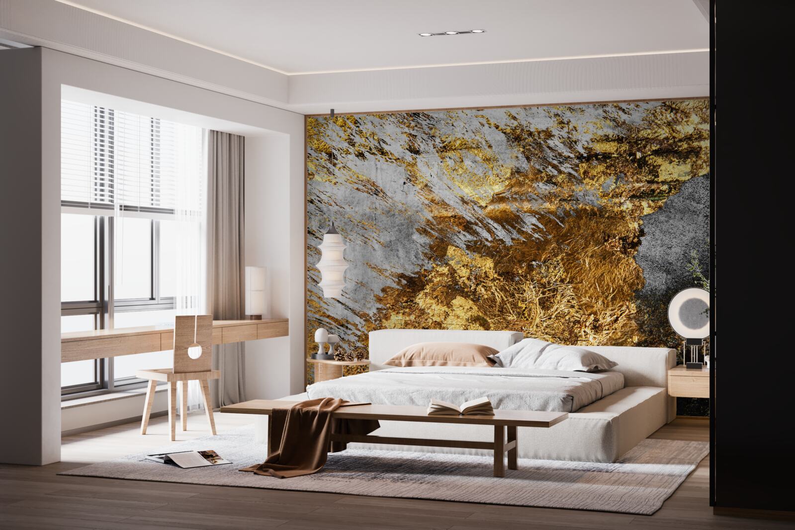 Fototapet piatră naturală acoperită cu praf de aur