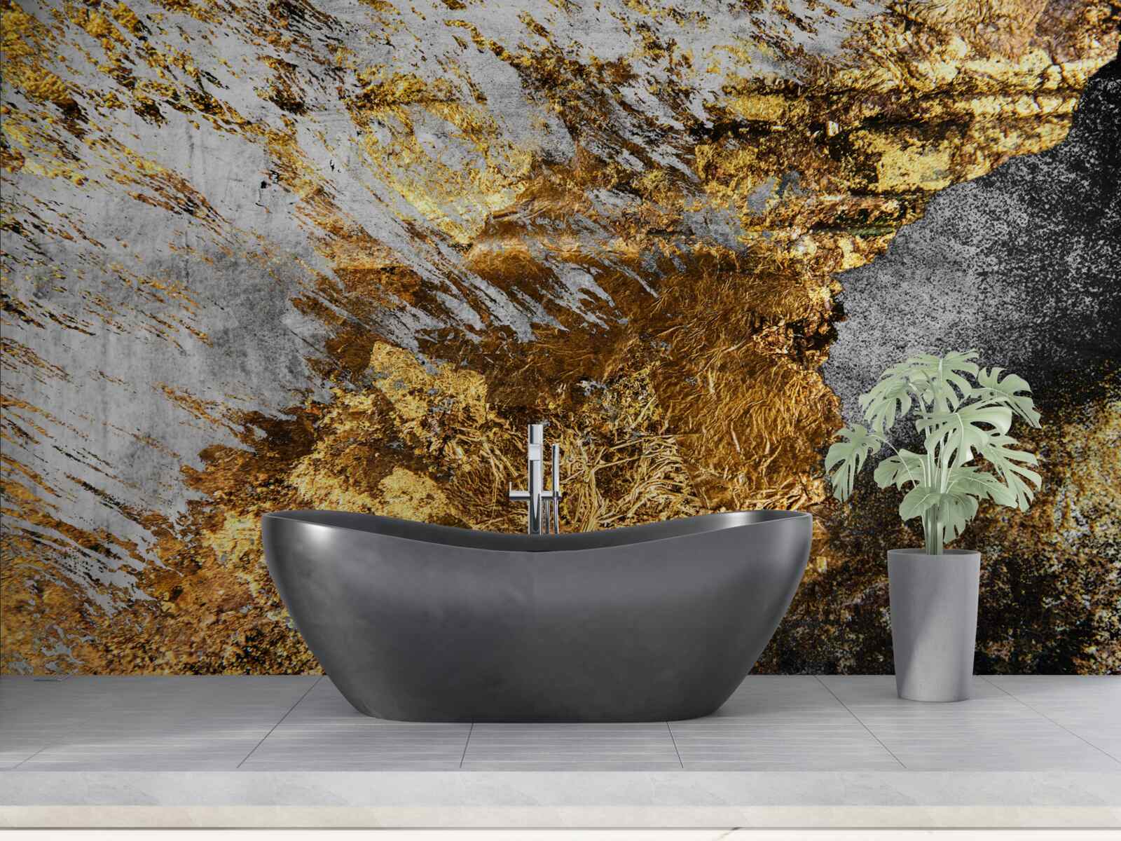 Fototapet piatră naturală acoperită cu praf de aur