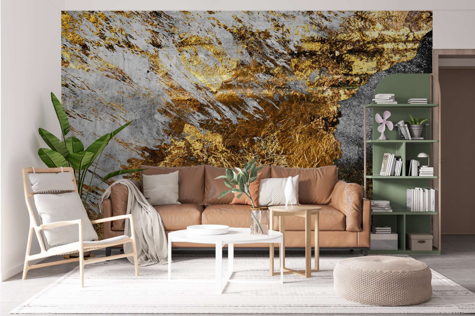 Fototapet piatră naturală acoperită cu praf de aur