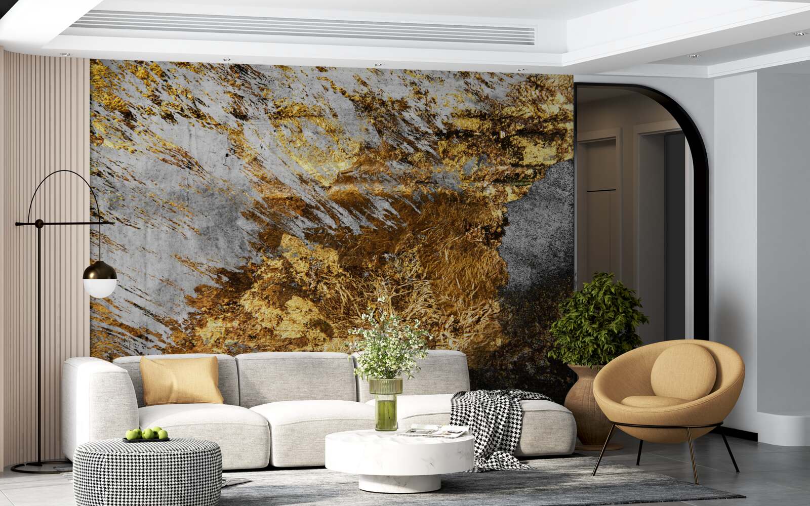 Fototapet piatră naturală acoperită cu praf de aur