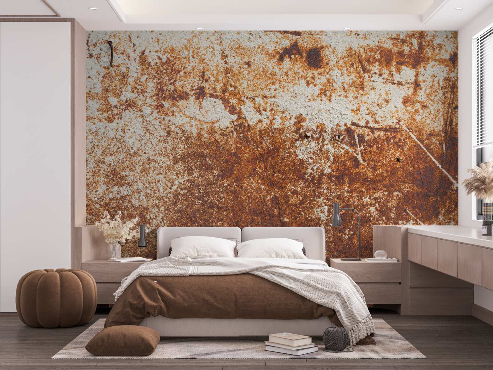 Fototapet perete zgâriat vopsit în tonuri închise de rugină