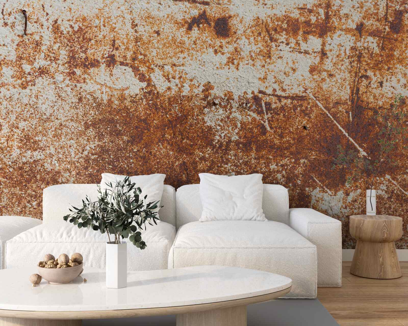Fototapet perete zgâriat vopsit în tonuri închise de rugină