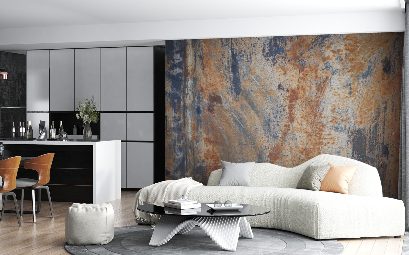 Fototapet perete opac acoperit cu rugină