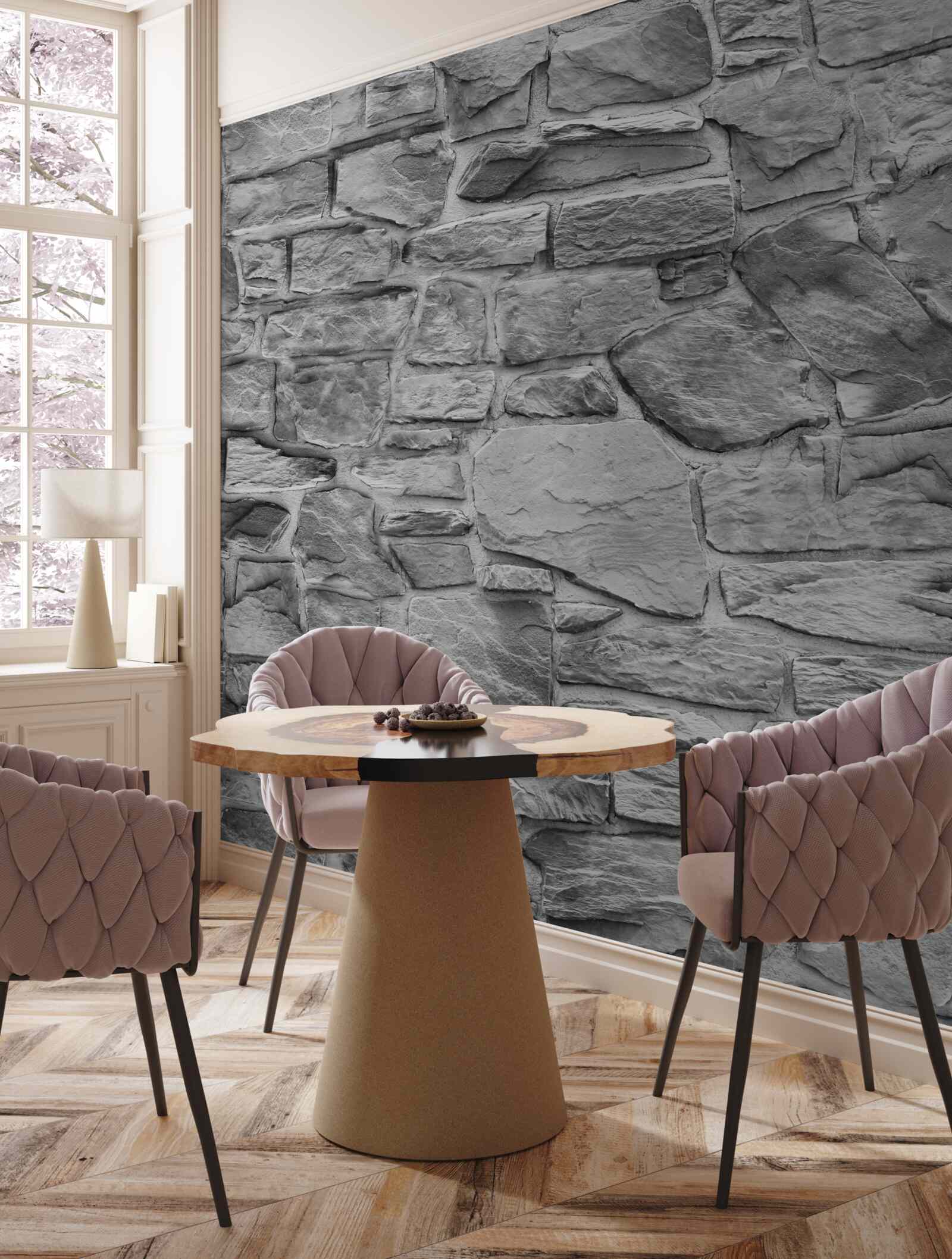 Fototapet piatra gri plată formează un zid