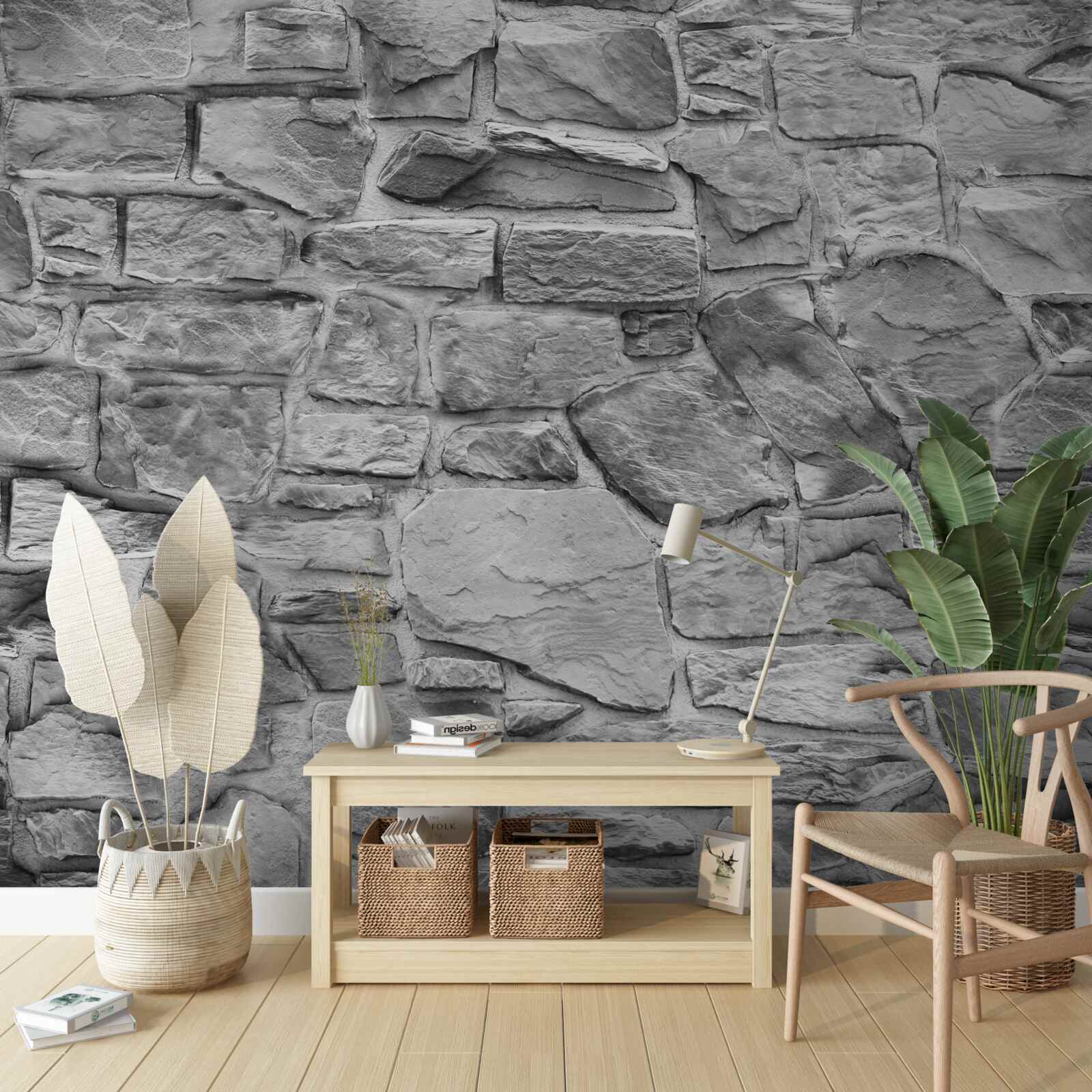 Fototapet piatra gri plată formează un zid