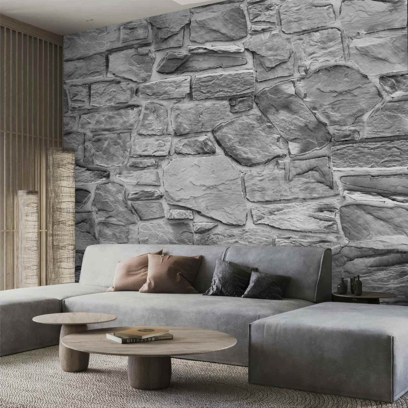 Fototapet piatra gri plată formează un zid