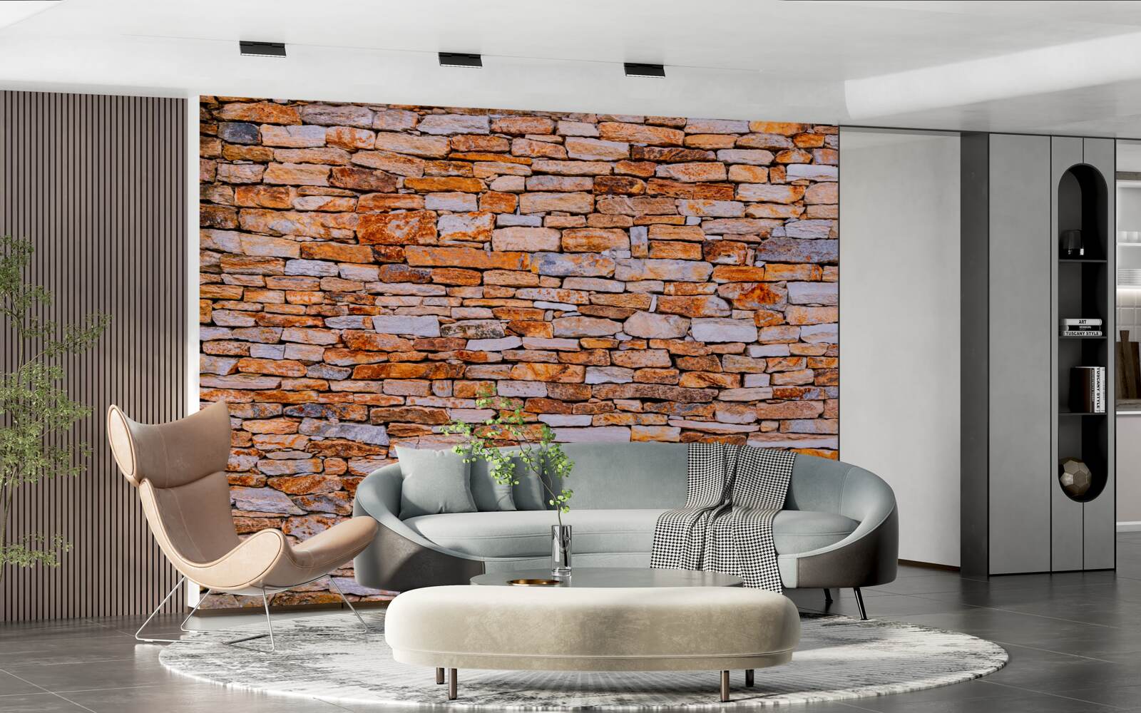 Fototapet gard longitudinal din piatră maro