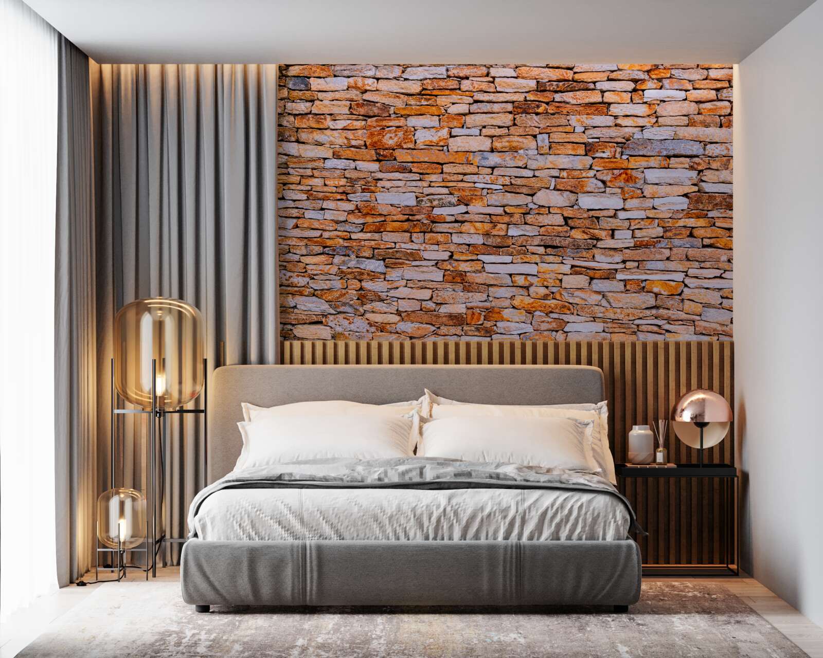 Fototapet gard longitudinal din piatră maro