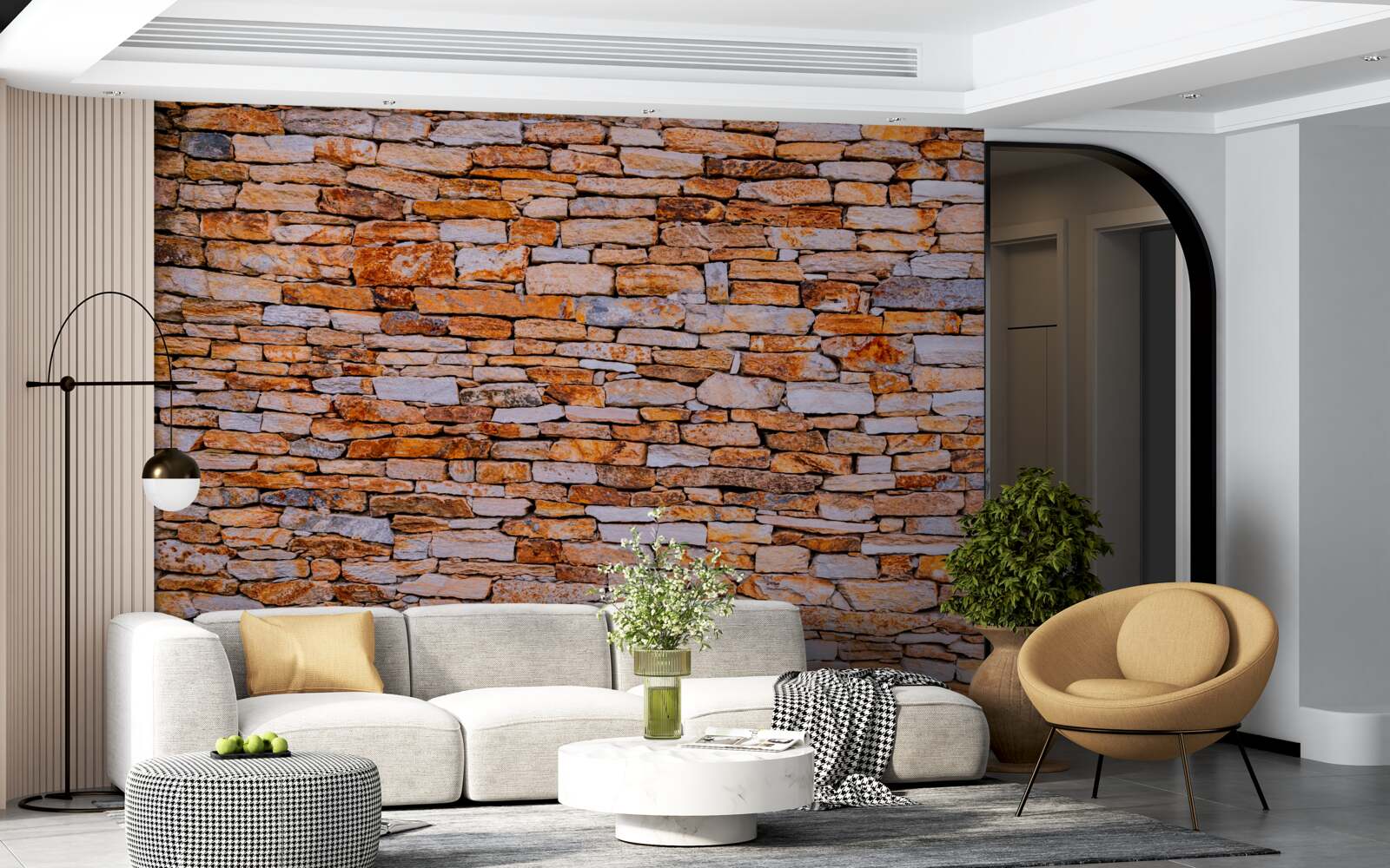 Fototapet gard longitudinal din piatră maro