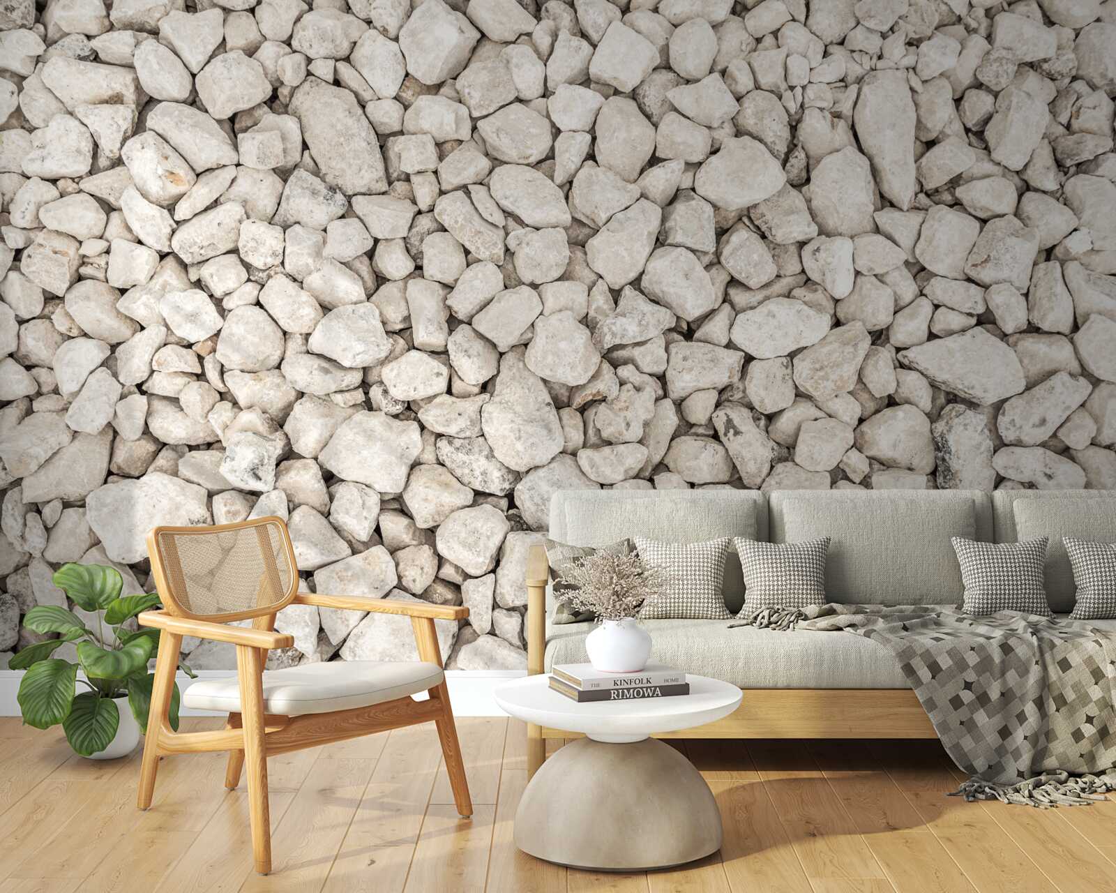 Fototapet Pietriș alb de diferite dimensiuni