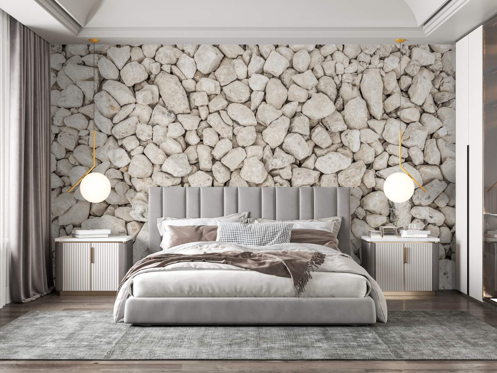 Fototapet Pietriș alb de diferite dimensiuni