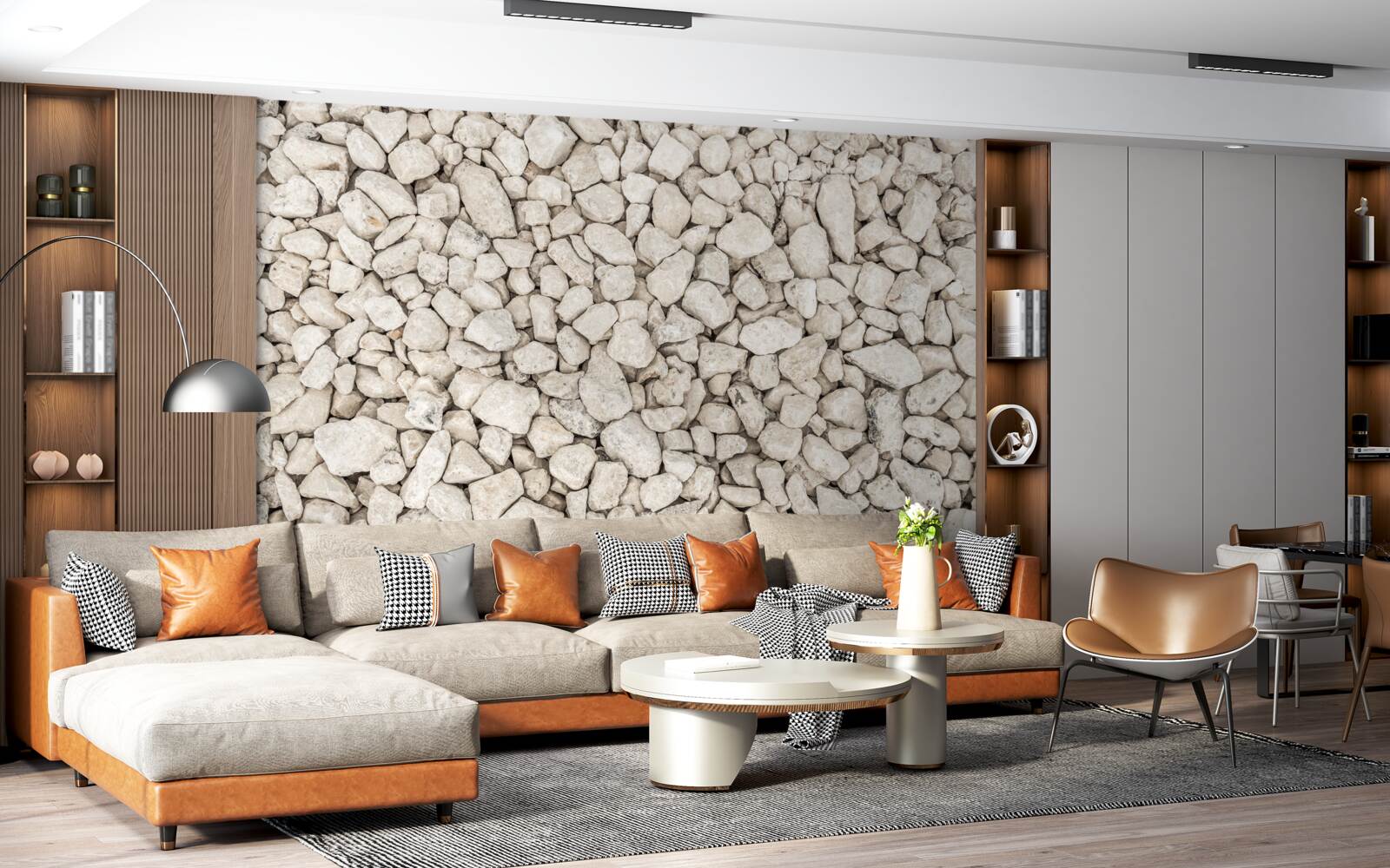 Fototapet Pietriș alb de diferite dimensiuni