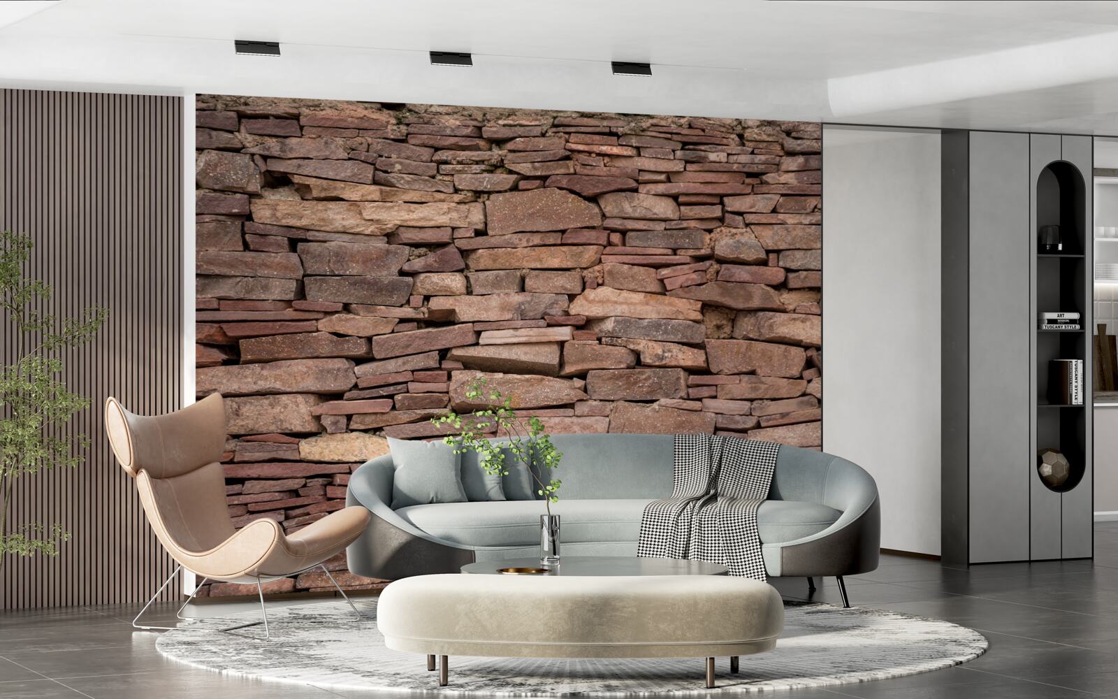 Fototapet barieră de piatră maro cu textură neuniformă