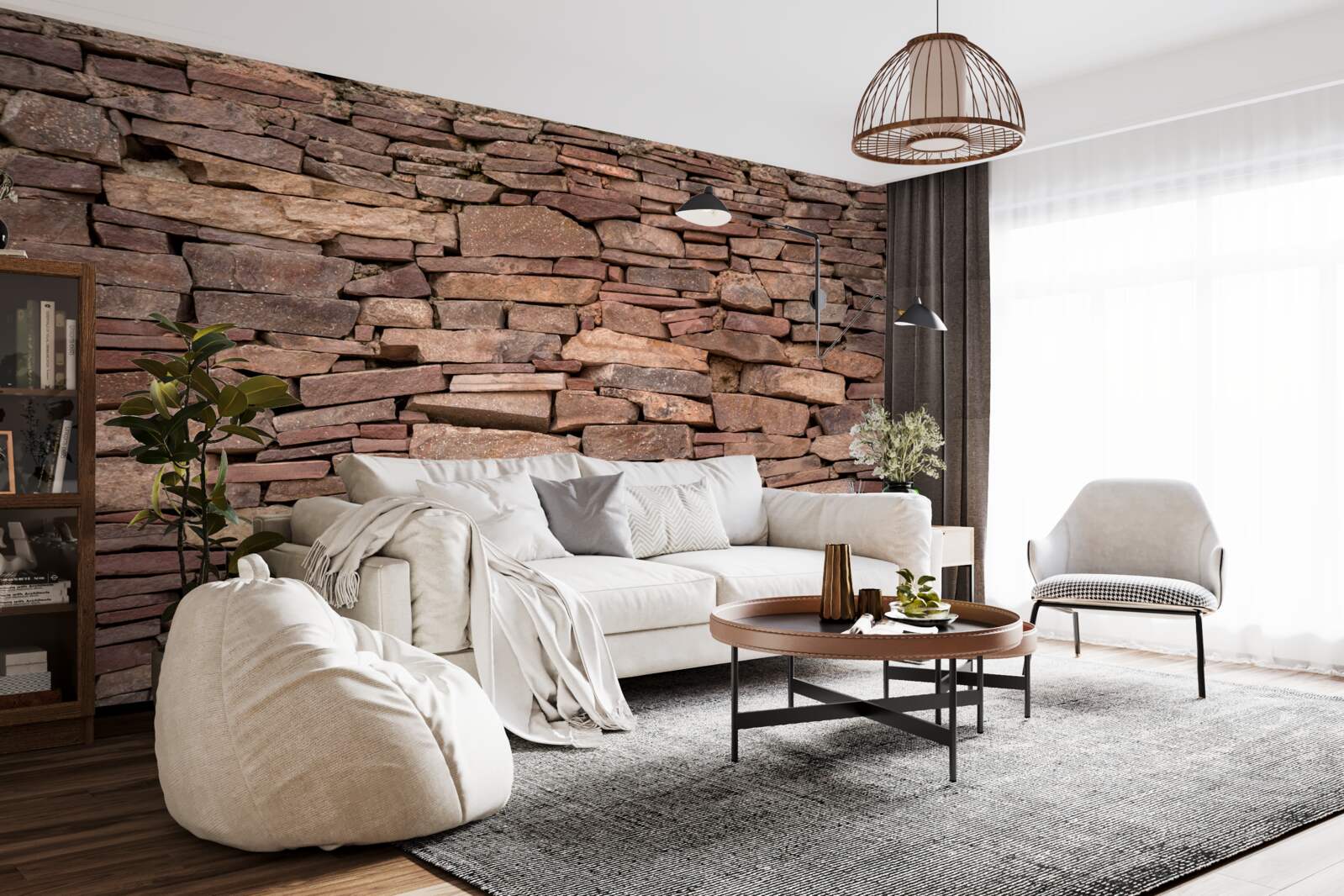 Fototapet barieră de piatră maro cu textură neuniformă