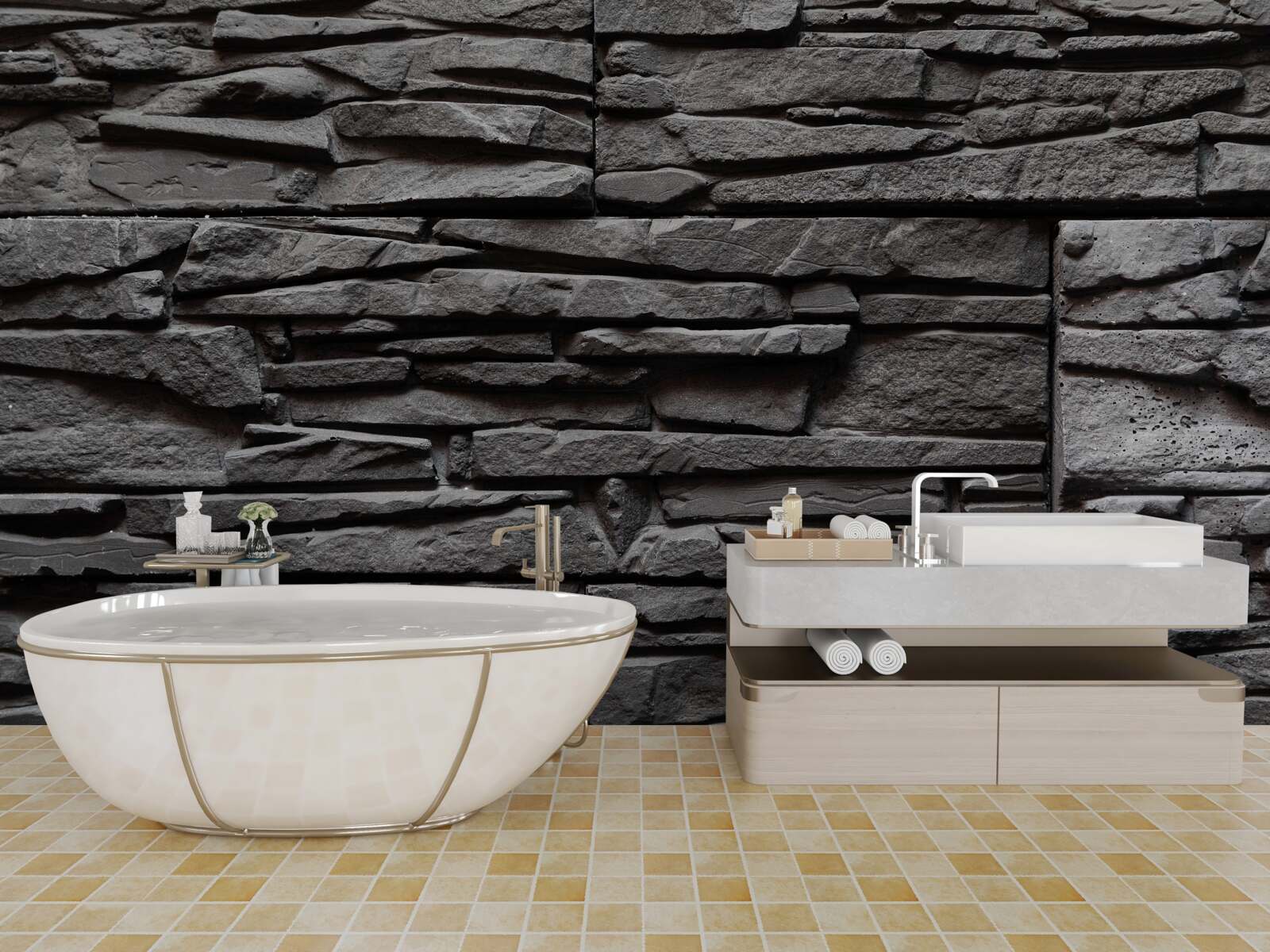 Fototapet piatră alungită gri închis