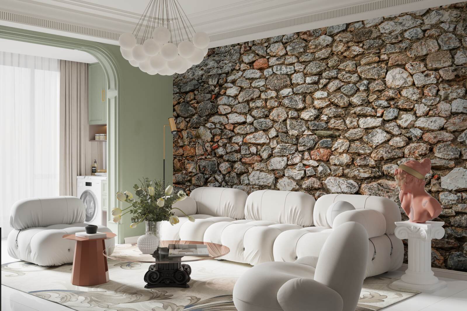 Fototapet perete antic din piatră multicoloră