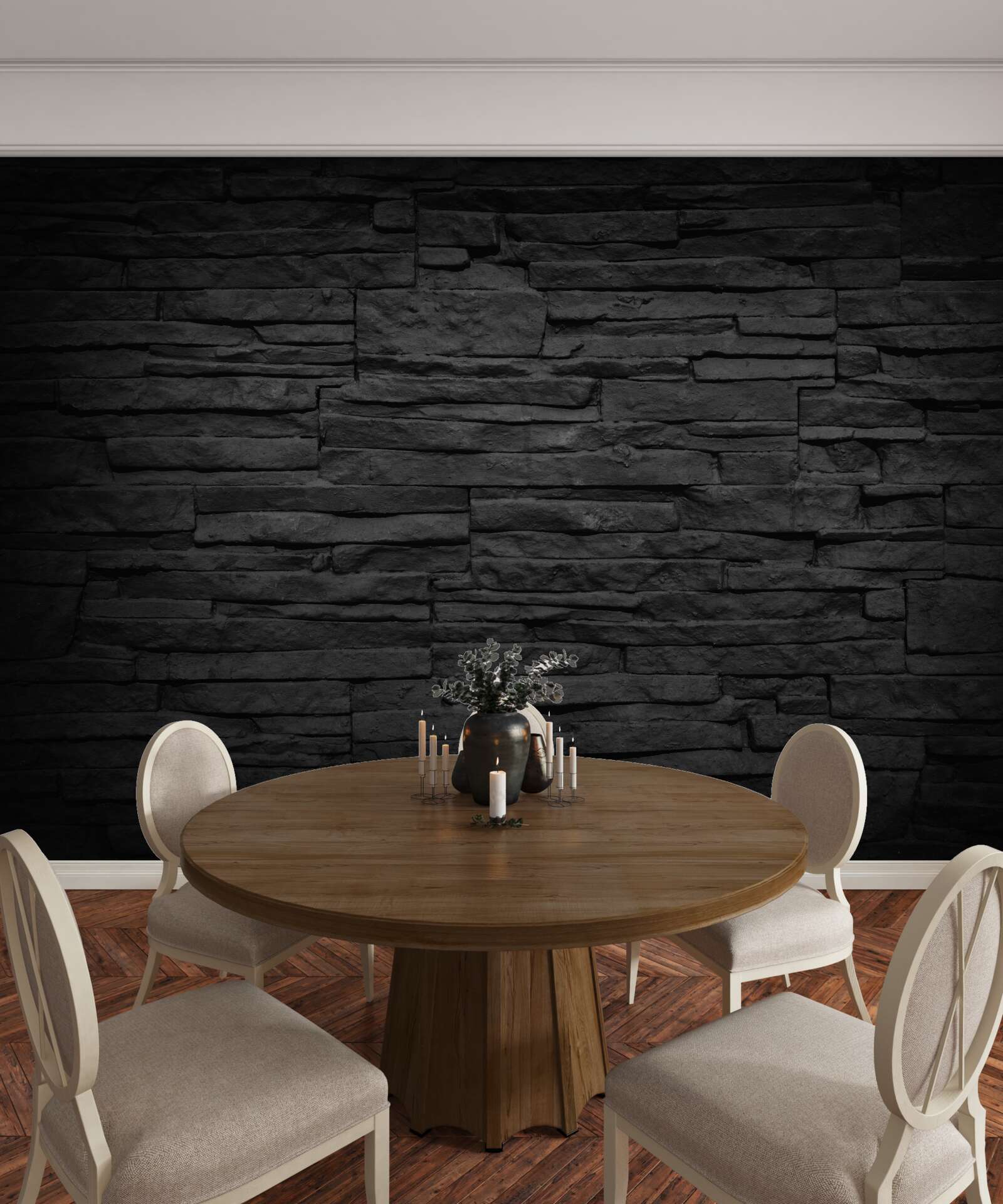 Fototapet perete din piatră neagră
